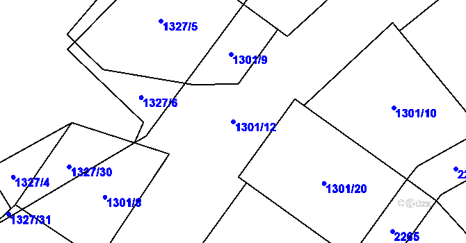 Parcela st. 1301/12 v KÚ Pařezov, Katastrální mapa