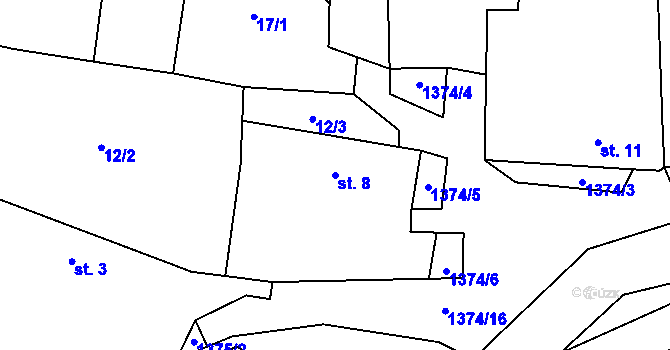 Parcela st. 8 v KÚ Ohnišťovice, Katastrální mapa