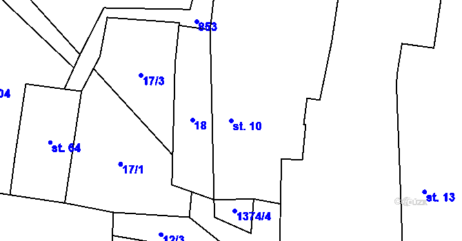 Parcela st. 10 v KÚ Ohnišťovice, Katastrální mapa