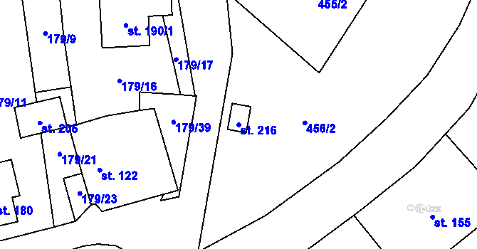 Parcela st. 216 v KÚ Otov u Nového Kramolína, Katastrální mapa