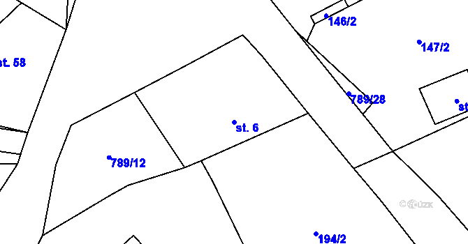 Parcela st. 6 v KÚ Šitboř, Katastrální mapa