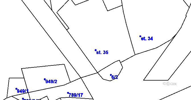 Parcela st. 35 v KÚ Šitboř, Katastrální mapa