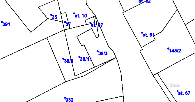 Parcela st. 38/3 v KÚ Šitboř, Katastrální mapa