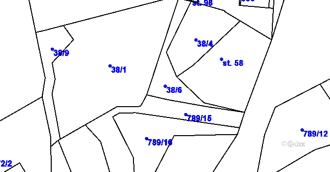 Parcela st. 38/6 v KÚ Šitboř, Katastrální mapa