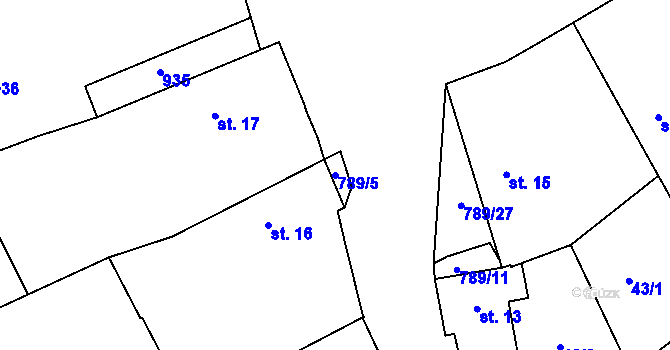 Parcela st. 789/5 v KÚ Šitboř, Katastrální mapa