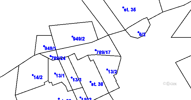 Parcela st. 789/17 v KÚ Šitboř, Katastrální mapa