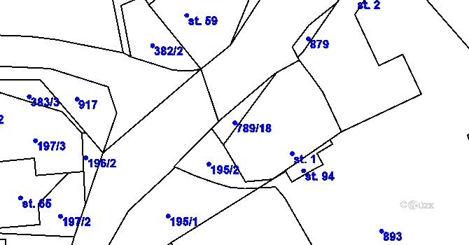 Parcela st. 789/18 v KÚ Šitboř, Katastrální mapa
