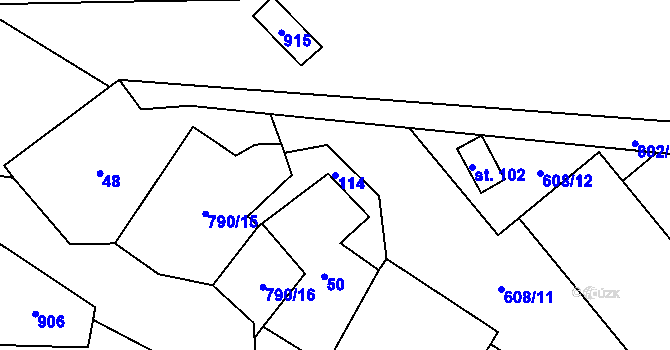 Parcela st. 114 v KÚ Vlkanov u Nového Kramolína, Katastrální mapa