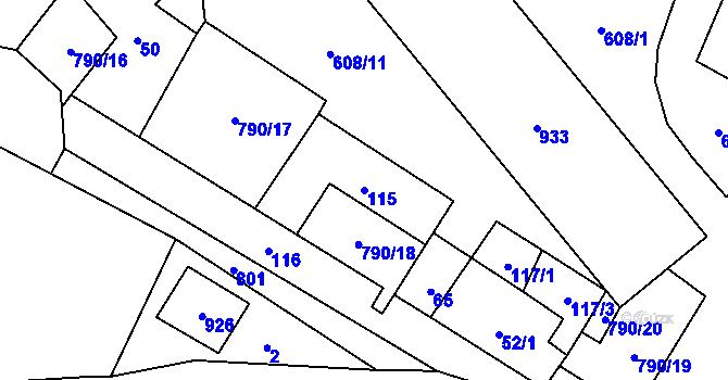 Parcela st. 115 v KÚ Vlkanov u Nového Kramolína, Katastrální mapa