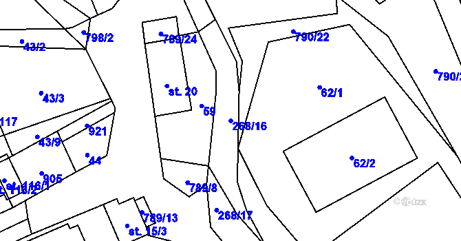 Parcela st. 268/16 v KÚ Vlkanov u Nového Kramolína, Katastrální mapa