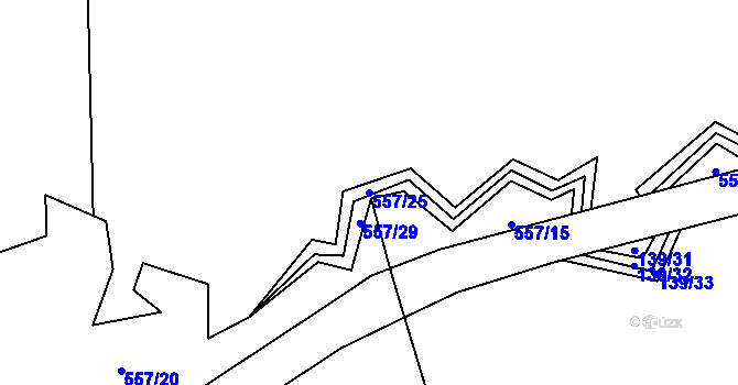 Parcela st. 557/25 v KÚ Vlkanov u Nového Kramolína, Katastrální mapa