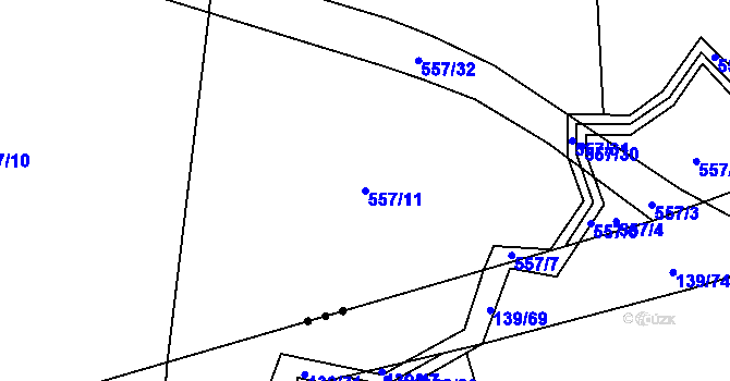 Parcela st. 557/11 v KÚ Vlkanov u Nového Kramolína, Katastrální mapa