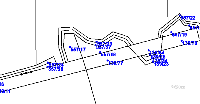 Parcela st. 557/18 v KÚ Vlkanov u Nového Kramolína, Katastrální mapa