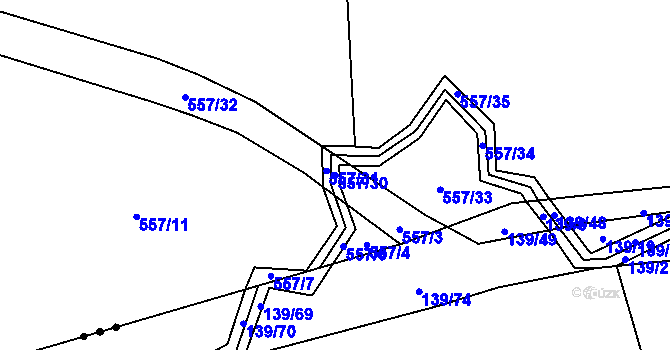 Parcela st. 557/30 v KÚ Vlkanov u Nového Kramolína, Katastrální mapa