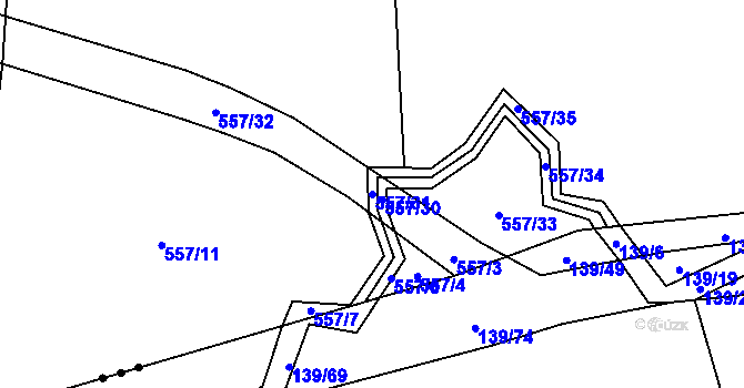 Parcela st. 557/31 v KÚ Vlkanov u Nového Kramolína, Katastrální mapa