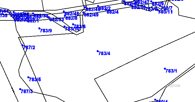 Parcela st. 783/4 v KÚ Vlkanov u Nového Kramolína, Katastrální mapa