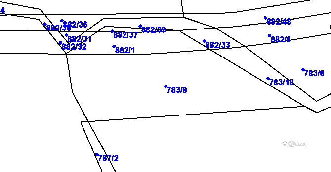 Parcela st. 783/9 v KÚ Vlkanov u Nového Kramolína, Katastrální mapa