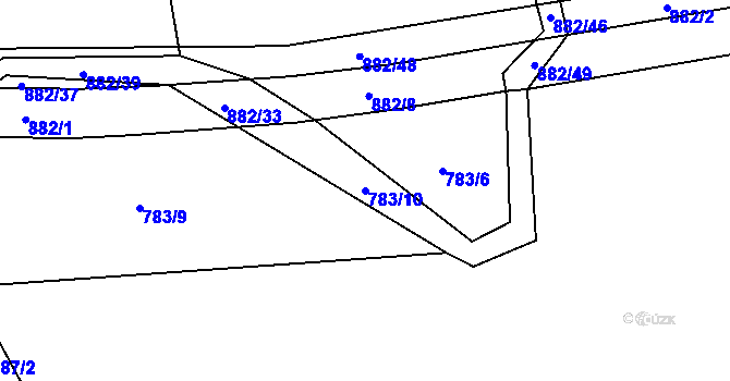 Parcela st. 783/10 v KÚ Vlkanov u Nového Kramolína, Katastrální mapa