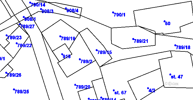 Parcela st. 789/15 v KÚ Vlkanov u Nového Kramolína, Katastrální mapa
