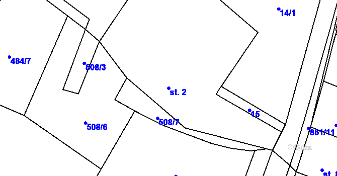 Parcela st. 2 v KÚ Vlkanov u Nového Kramolína, Katastrální mapa