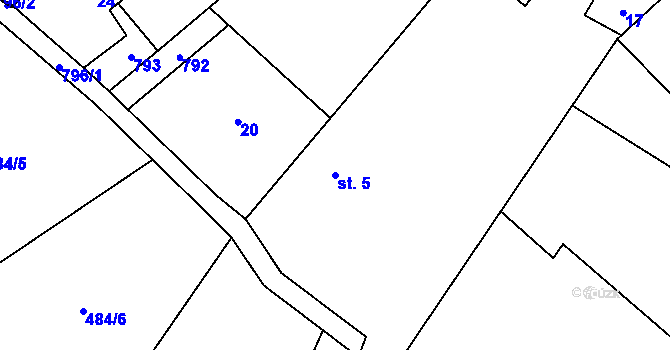 Parcela st. 5 v KÚ Vlkanov u Nového Kramolína, Katastrální mapa
