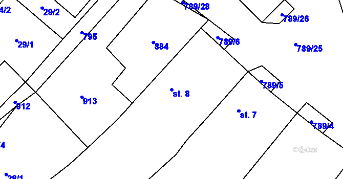 Parcela st. 8 v KÚ Vlkanov u Nového Kramolína, Katastrální mapa