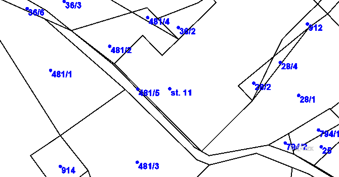 Parcela st. 11 v KÚ Vlkanov u Nového Kramolína, Katastrální mapa