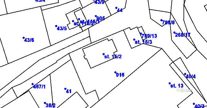 Parcela st. 15/2 v KÚ Vlkanov u Nového Kramolína, Katastrální mapa