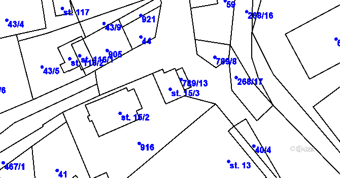 Parcela st. 15/3 v KÚ Vlkanov u Nového Kramolína, Katastrální mapa