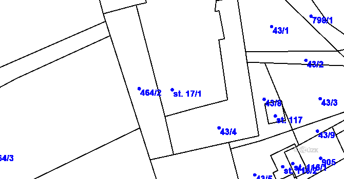 Parcela st. 17/1 v KÚ Vlkanov u Nového Kramolína, Katastrální mapa