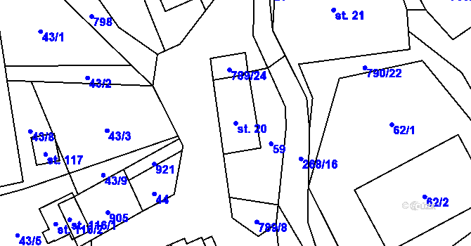Parcela st. 20 v KÚ Vlkanov u Nového Kramolína, Katastrální mapa