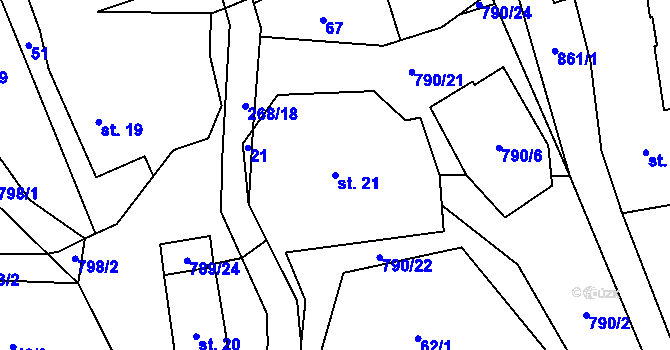Parcela st. 21 v KÚ Vlkanov u Nového Kramolína, Katastrální mapa