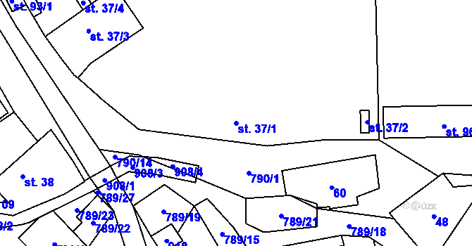 Parcela st. 37/1 v KÚ Vlkanov u Nového Kramolína, Katastrální mapa