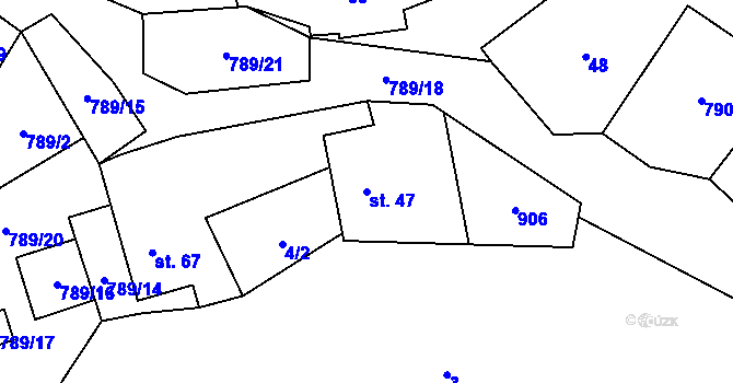 Parcela st. 47 v KÚ Vlkanov u Nového Kramolína, Katastrální mapa