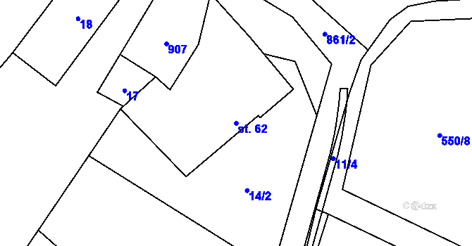 Parcela st. 62 v KÚ Vlkanov u Nového Kramolína, Katastrální mapa