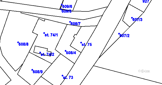 Parcela st. 75 v KÚ Vlkanov u Nového Kramolína, Katastrální mapa