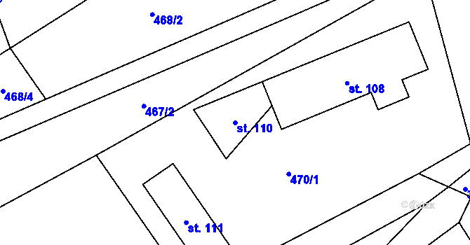 Parcela st. 110 v KÚ Vlkanov u Nového Kramolína, Katastrální mapa