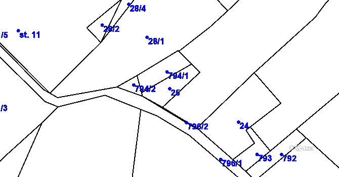 Parcela st. 25 v KÚ Vlkanov u Nového Kramolína, Katastrální mapa