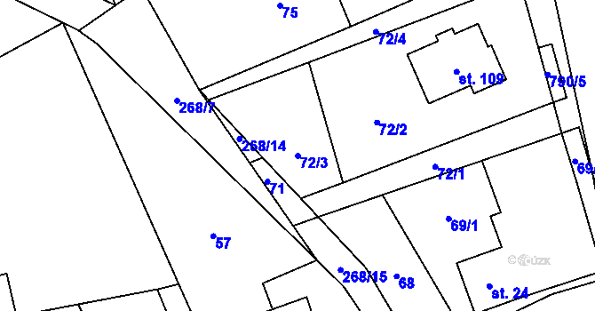 Parcela st. 72/3 v KÚ Vlkanov u Nového Kramolína, Katastrální mapa