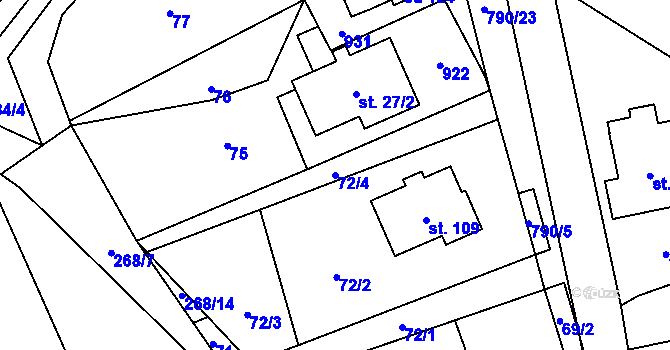 Parcela st. 72/4 v KÚ Vlkanov u Nového Kramolína, Katastrální mapa