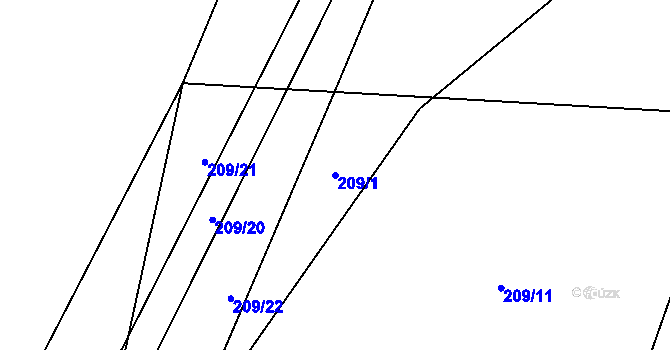 Parcela st. 209/1 v KÚ Vlkanov u Nového Kramolína, Katastrální mapa