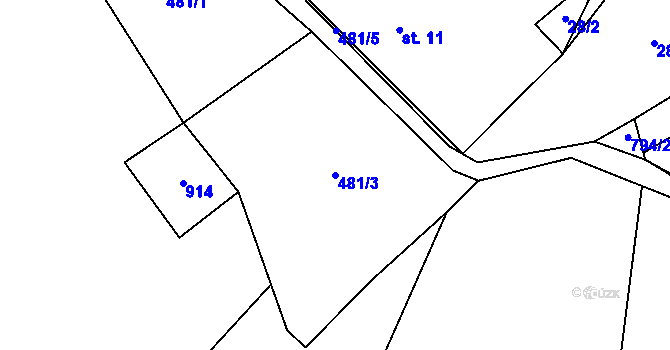 Parcela st. 481/3 v KÚ Vlkanov u Nového Kramolína, Katastrální mapa