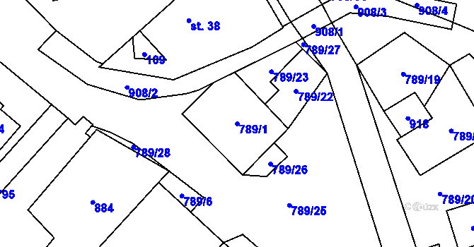 Parcela st. 789/1 v KÚ Vlkanov u Nového Kramolína, Katastrální mapa