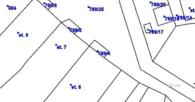 Parcela st. 789/4 v KÚ Vlkanov u Nového Kramolína, Katastrální mapa