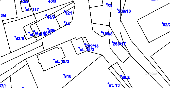 Parcela st. 789/13 v KÚ Vlkanov u Nového Kramolína, Katastrální mapa