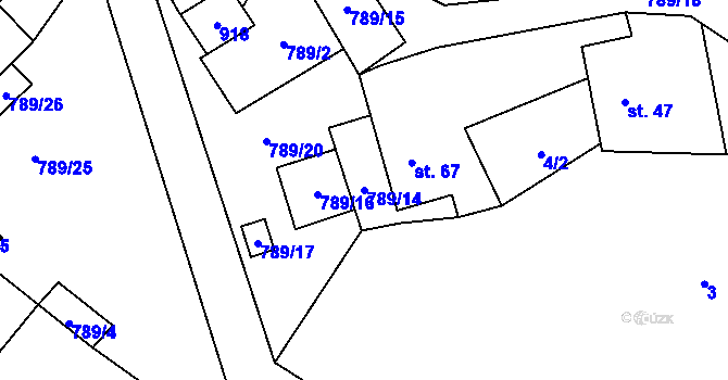 Parcela st. 789/14 v KÚ Vlkanov u Nového Kramolína, Katastrální mapa