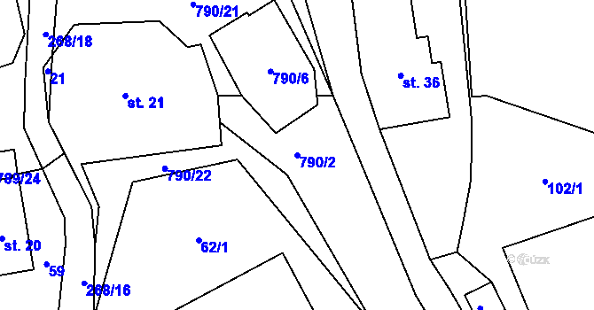 Parcela st. 790/2 v KÚ Vlkanov u Nového Kramolína, Katastrální mapa