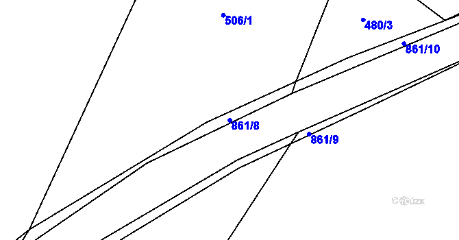 Parcela st. 861/8 v KÚ Vlkanov u Nového Kramolína, Katastrální mapa