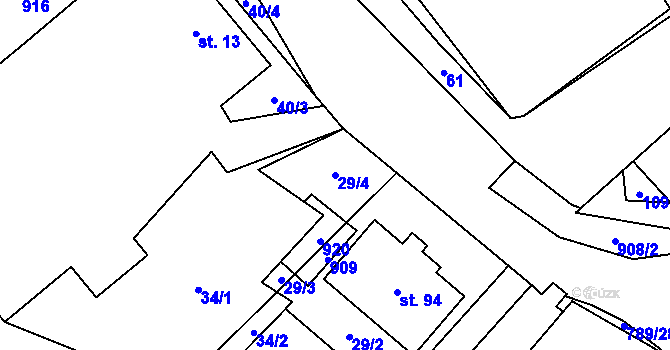 Parcela st. 29/4 v KÚ Vlkanov u Nového Kramolína, Katastrální mapa