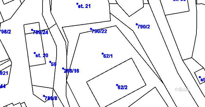 Parcela st. 62/1 v KÚ Vlkanov u Nového Kramolína, Katastrální mapa